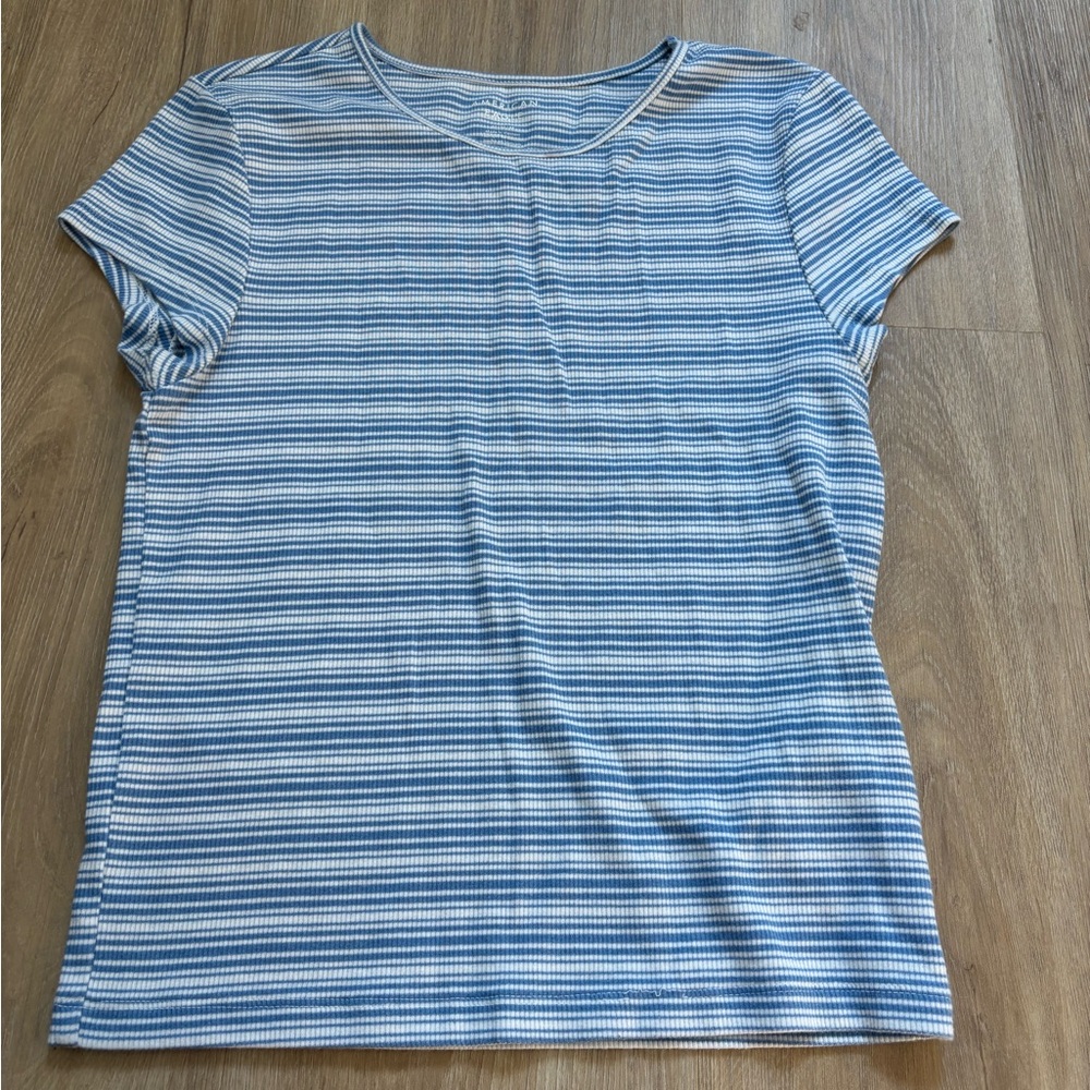 American Eagle Outfitters Blue and White Striped Tee